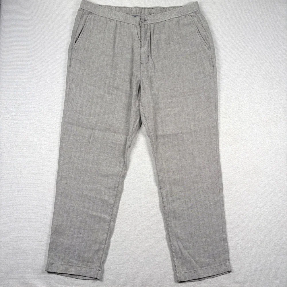 Tommy Bahama Beach Coast Linen Pants Mens Size XXL Gray Linen Blend Drawstring